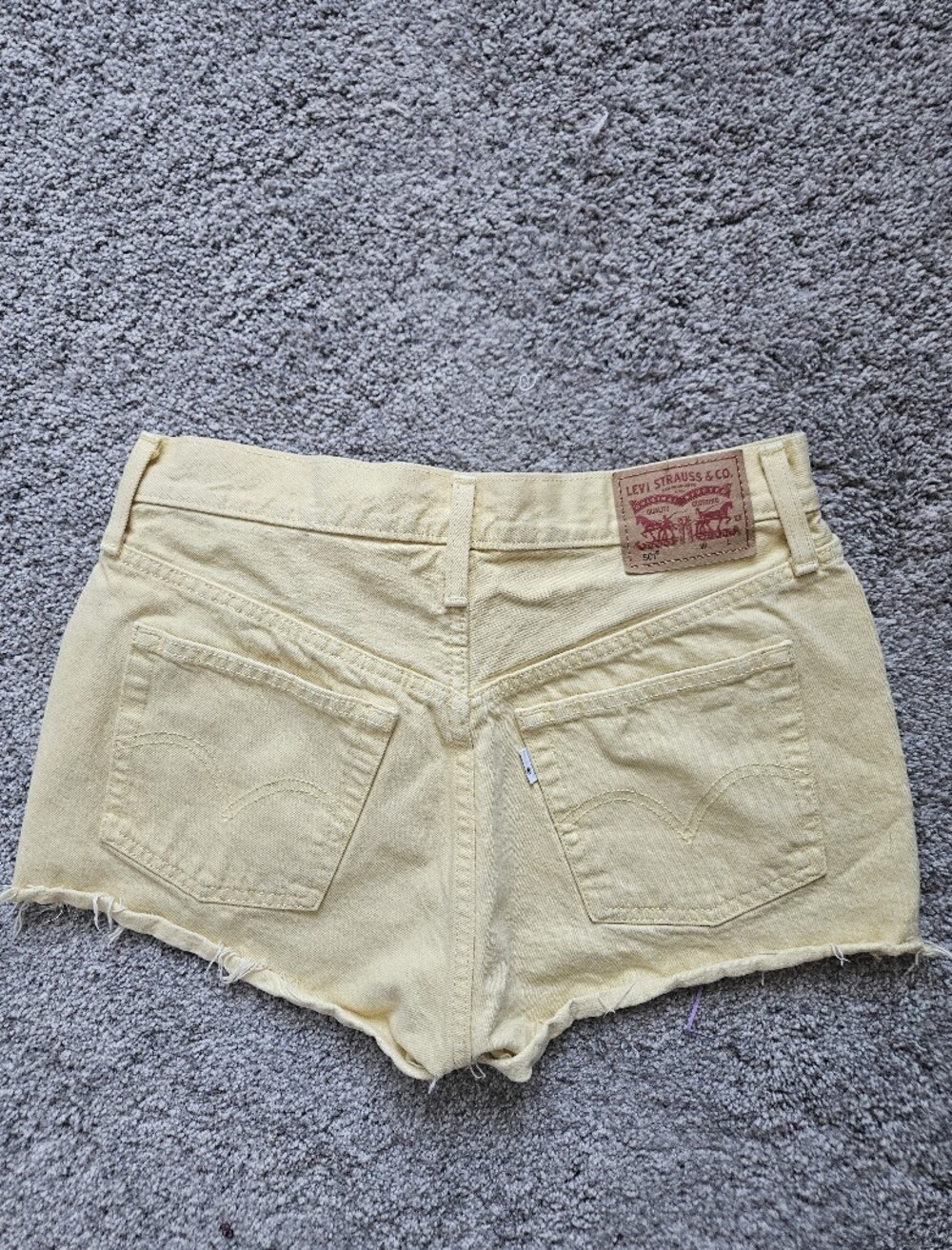 Levi's 501 Button Fly Yellow Denim Cutoff Shorts - Picture 2 of 9